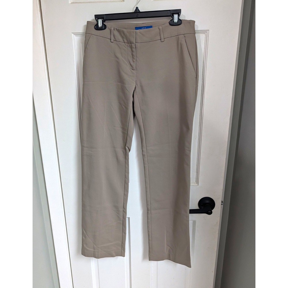 Apt. 9 Women's Beige Flat Front Straight Leg Dress Pants Solid Size 4